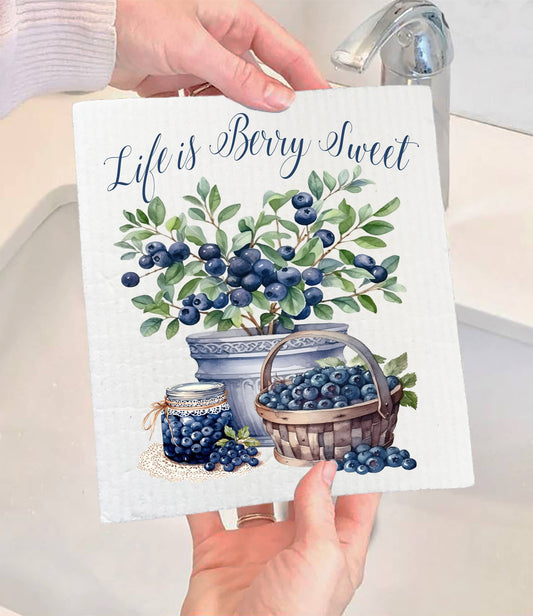 Life is Berry Sweet Blueberry Fruit SWEDISH DISH CLOTH