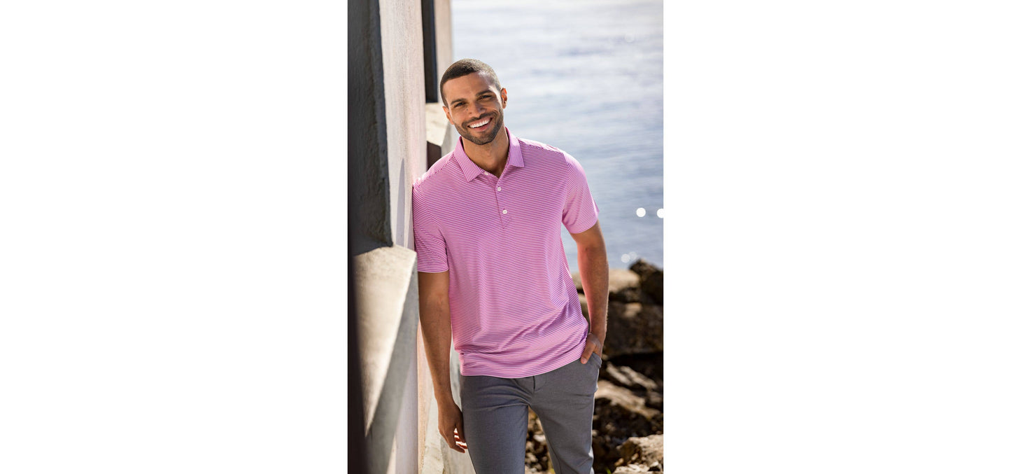 Cutter & Buck Forge Eco Double Stripe Recycled Mens Polo: College Purple/White / Medium / MCK01302