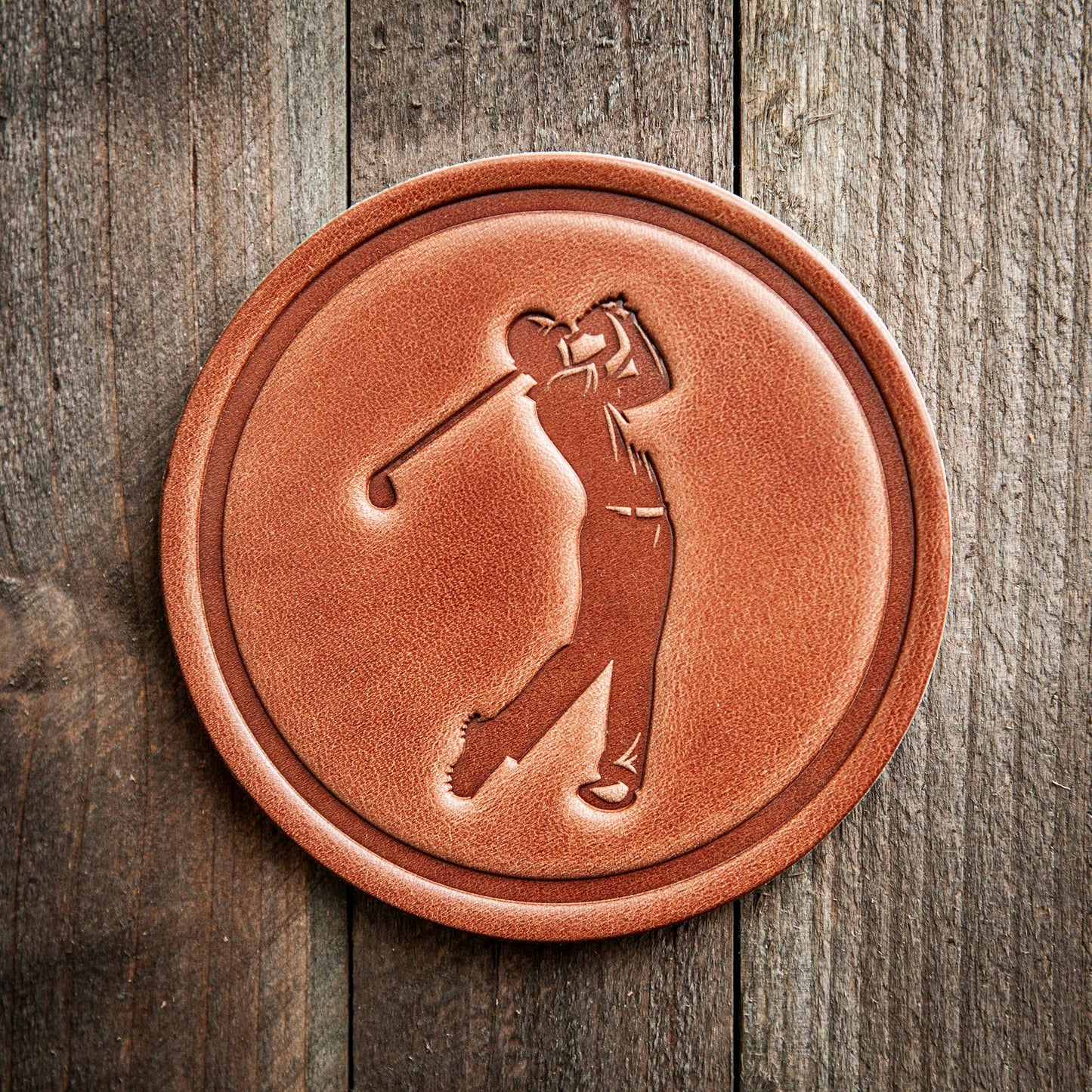 Golfer Leather Coaster | Sugarhouse Leather