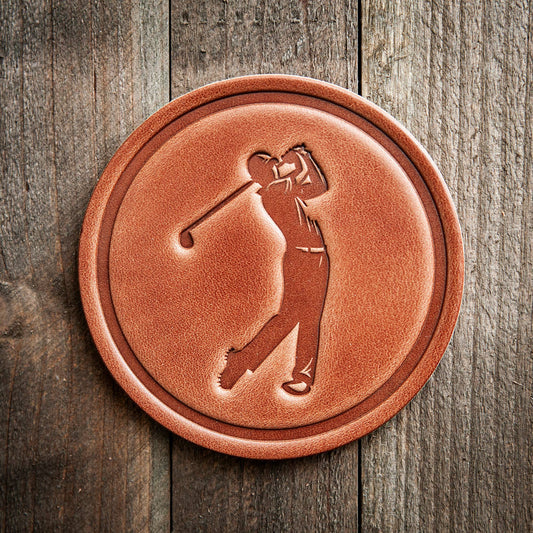 Golfer Leather Coaster | Sugarhouse Leather