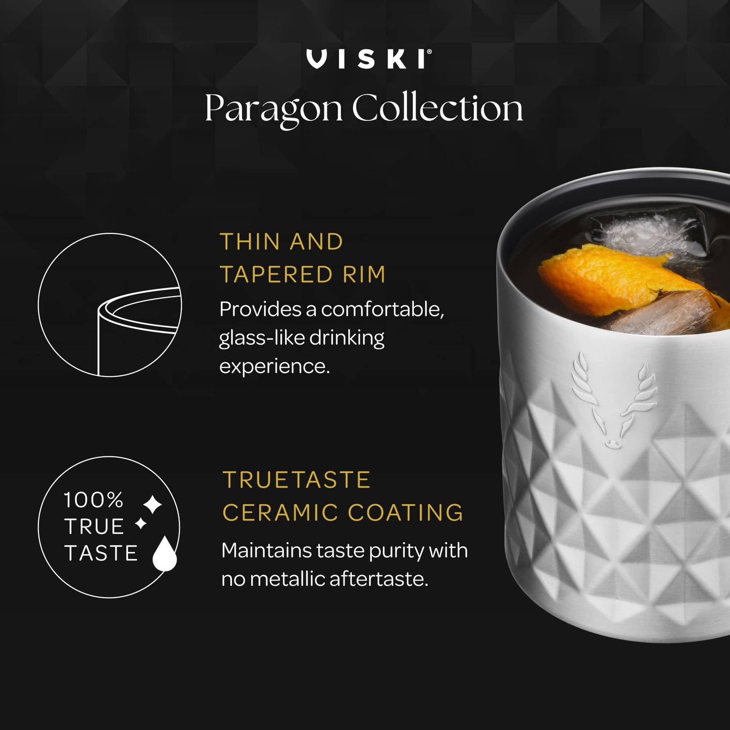 Paragon Stainless Steel Rocks Tumbler with Lid | Viski