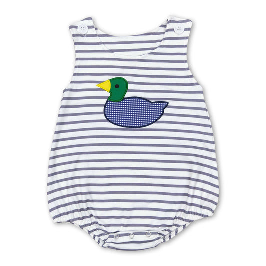 Youth Stripe Duck Embroidered Romper