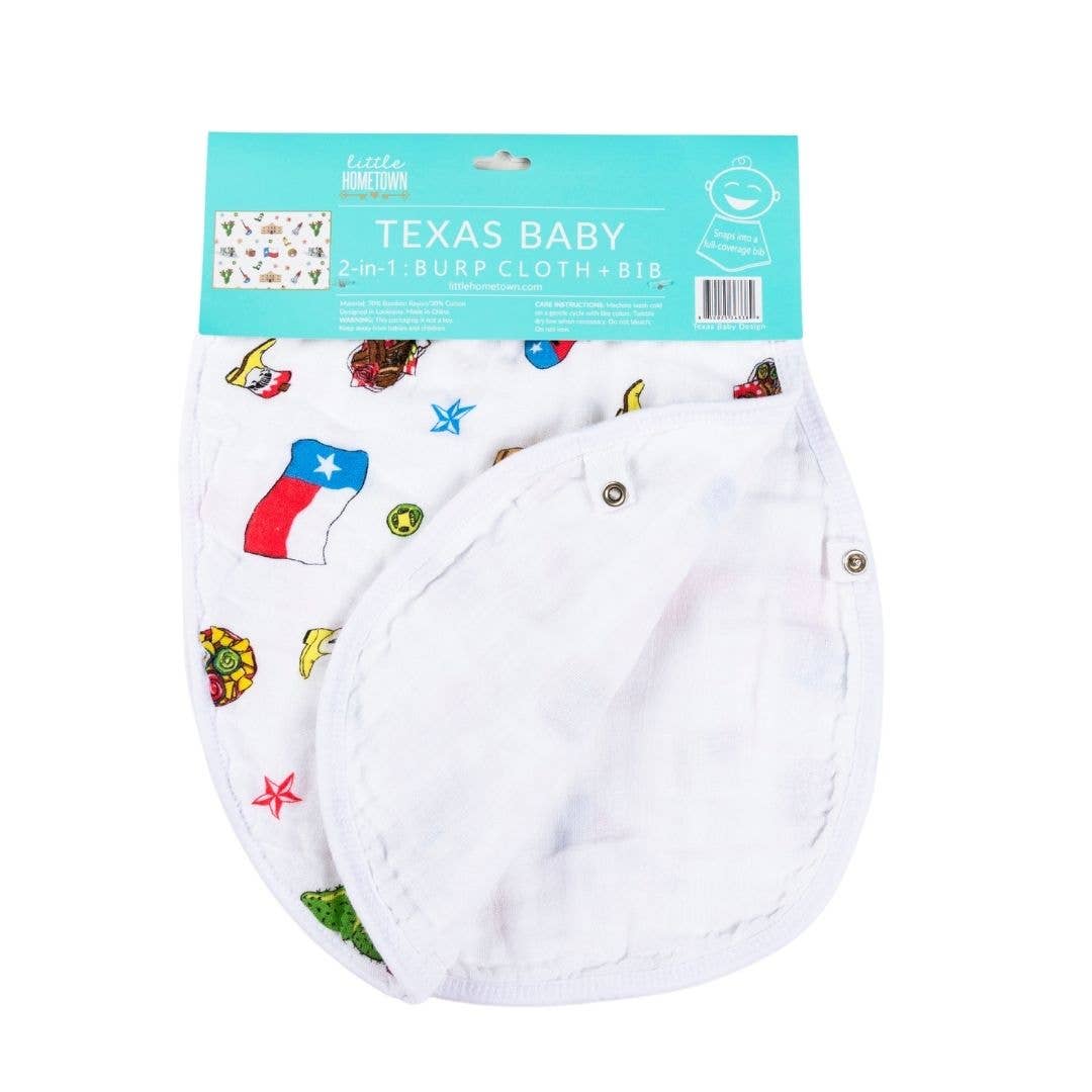 2-in-1 Burp Cloth and Bib: Texas Baby (Unisex) | Little Hometown