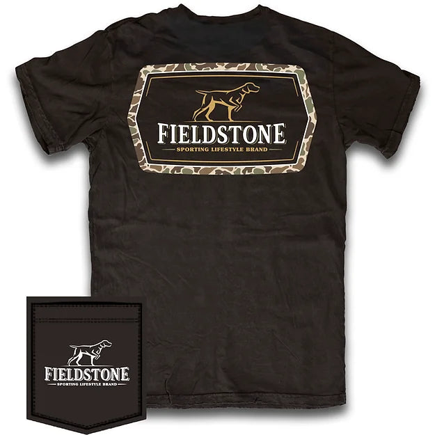 Rectangle Camo Logo T-Shirt in Black | Fieldstone