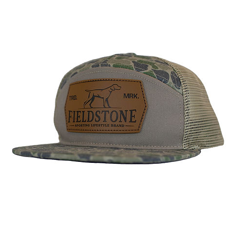 Backwoods Camo Leather Patch Hat | Fieldstone