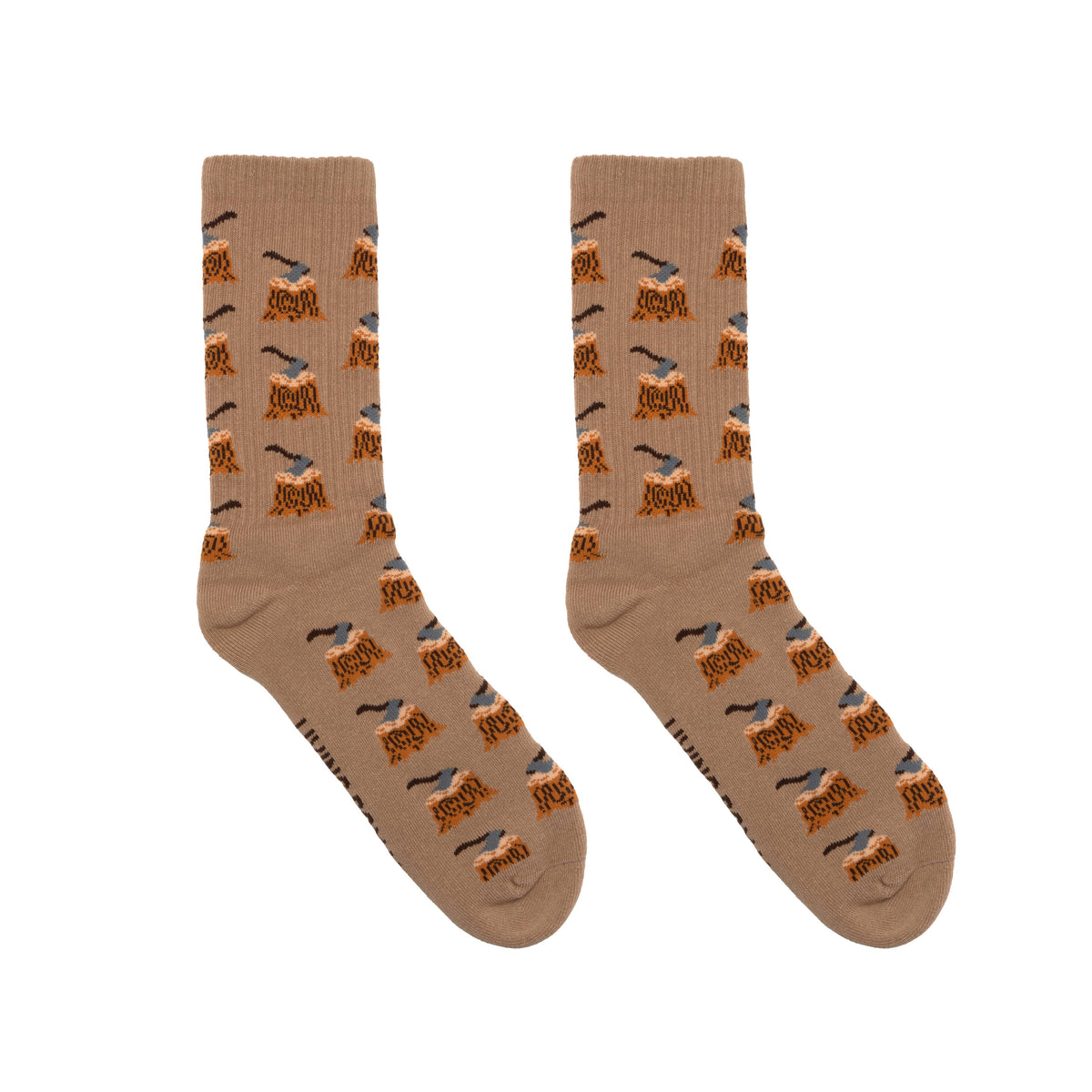 Classic Crew Socks - Men's Collection - Wood Axe - Brown | Living Royal