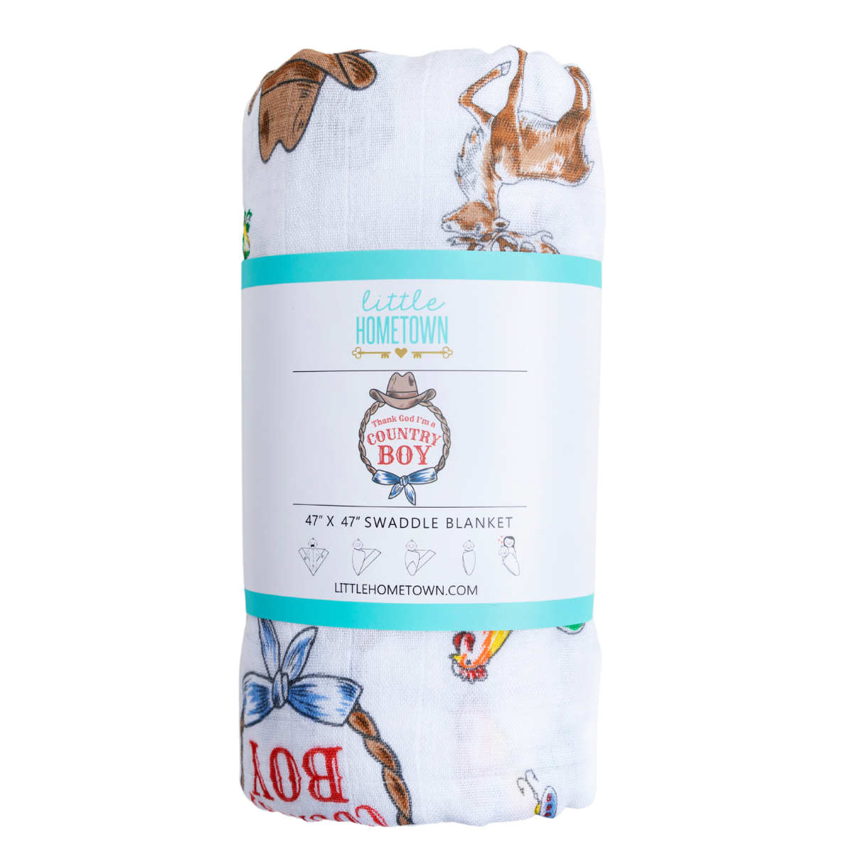 Country Boy Muslin Swaddle Receiving Blanket | Little Hometown