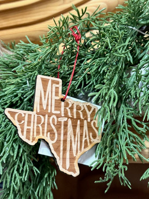 Merry Christmas Texas Wood Ornament Souvenir | G Memories