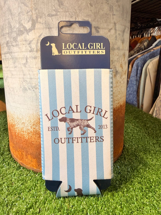 LG Classic Spotter Slim Koozie - Baby Blue/White Stripes