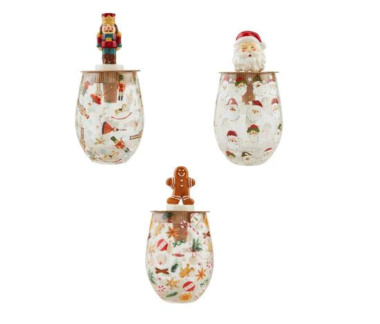 Christmas Wine Glass & Stopper Set | Mud Pie