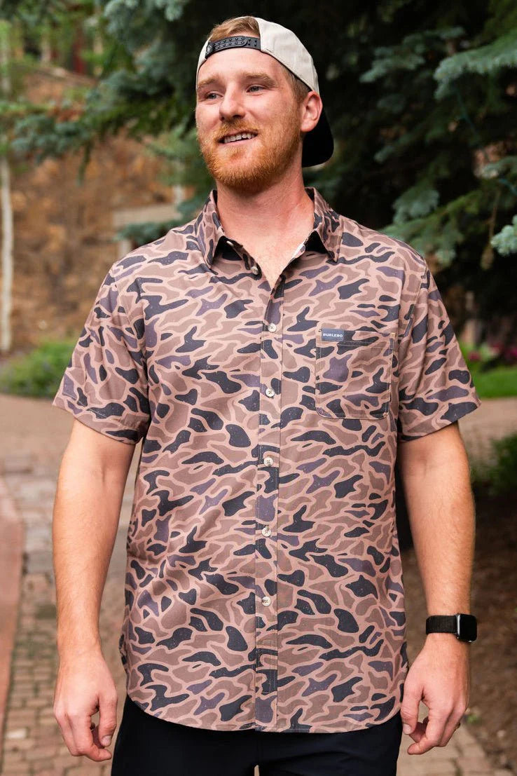 Performance Button Up in Gauge Camo | Burlebo