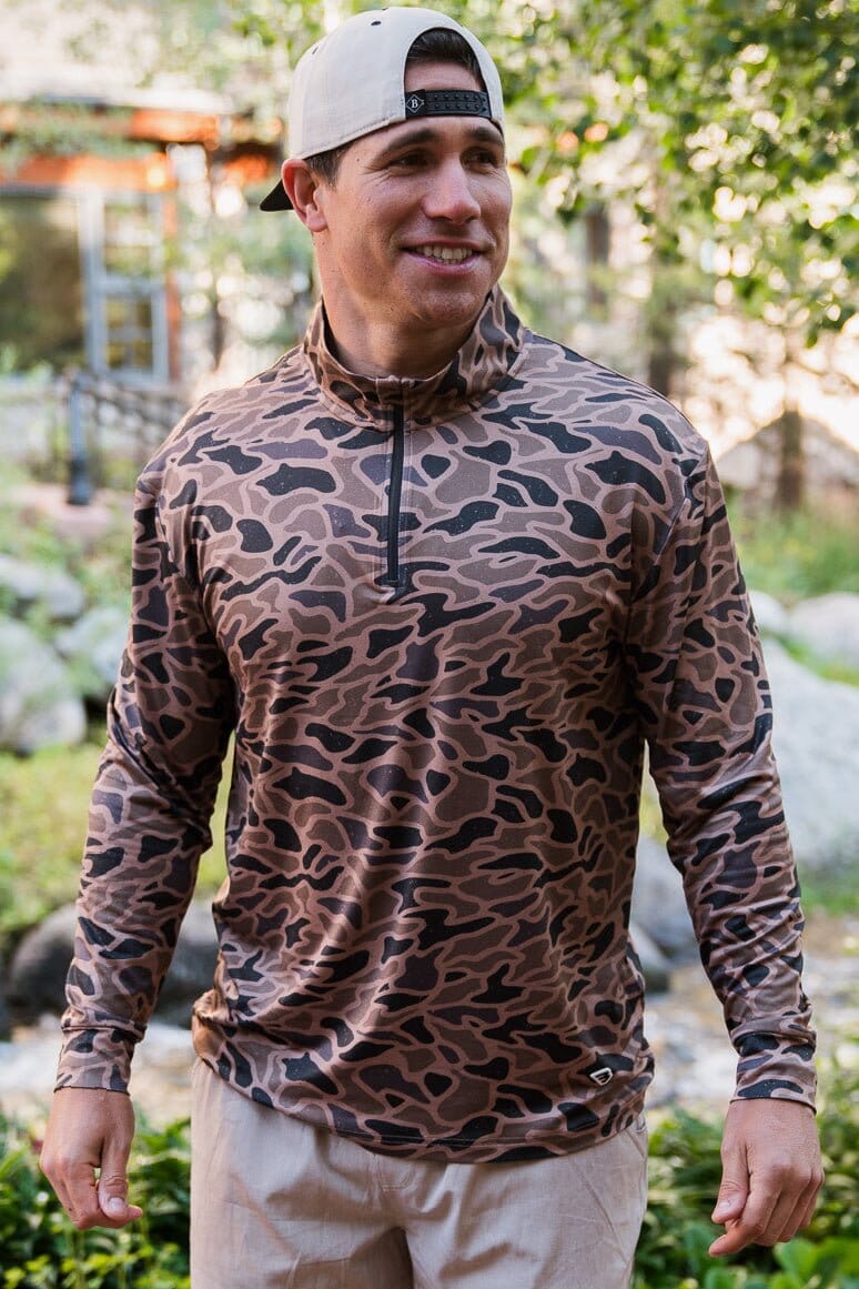 Performance Quarter Zip in Gauge Camo | Burlebo