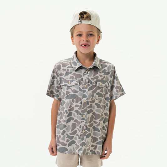 Youth Performance Western Shirt in Classic Deer Camo | Burlebo
