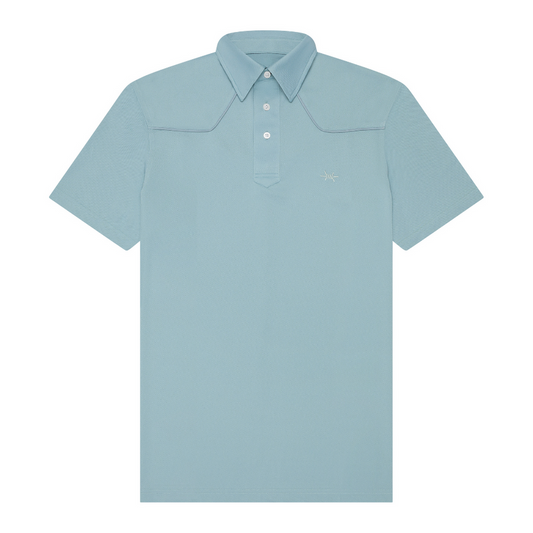 Lariat Western Polo In Bayou Blue| Texas Standard