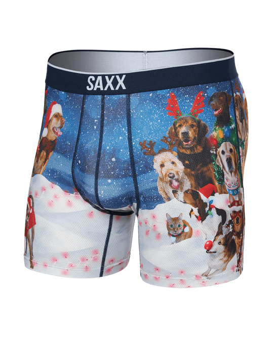 VOLT BREATHABLE MESH BOXER BRIEF-DOGS OF SAXXMAS-BLUE | SAXX