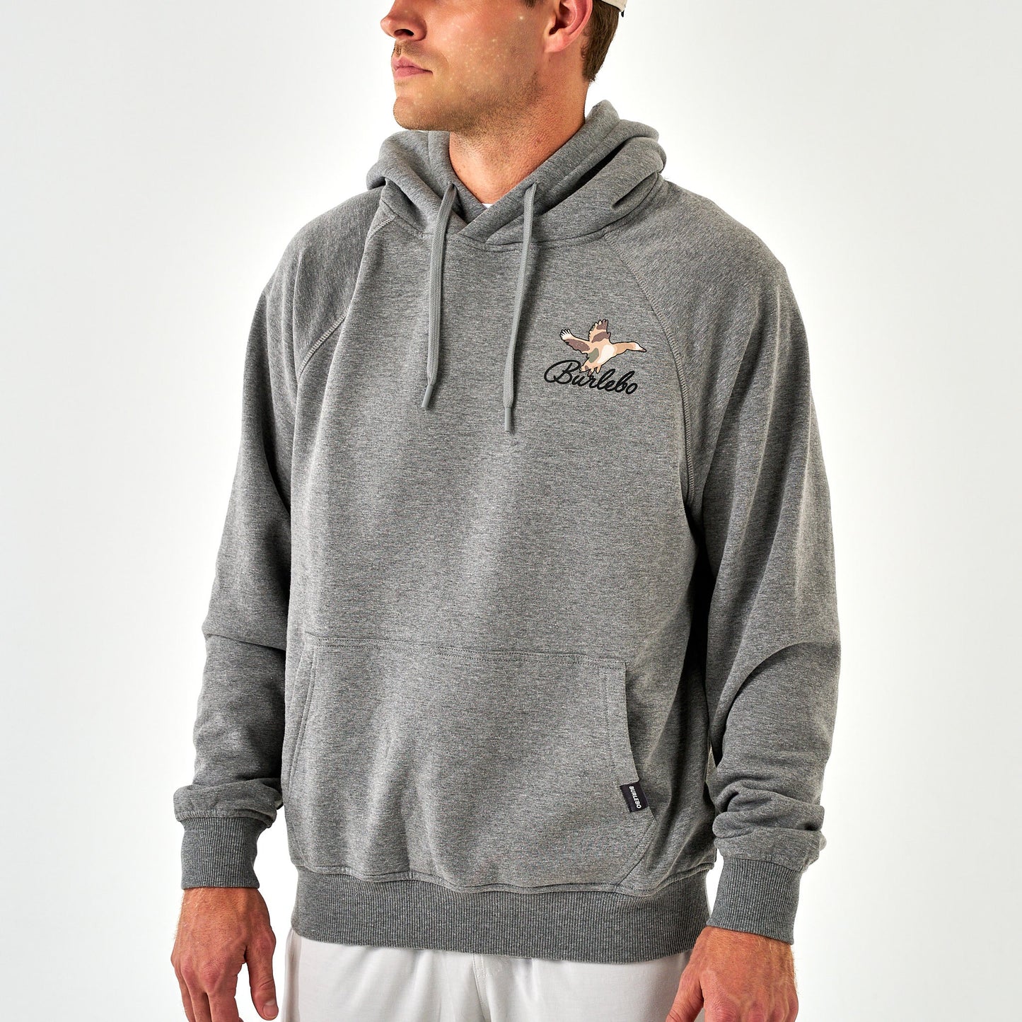 Fleece Hoodie- Ducks Flying In-Dark Heather Grey | Burlebo
