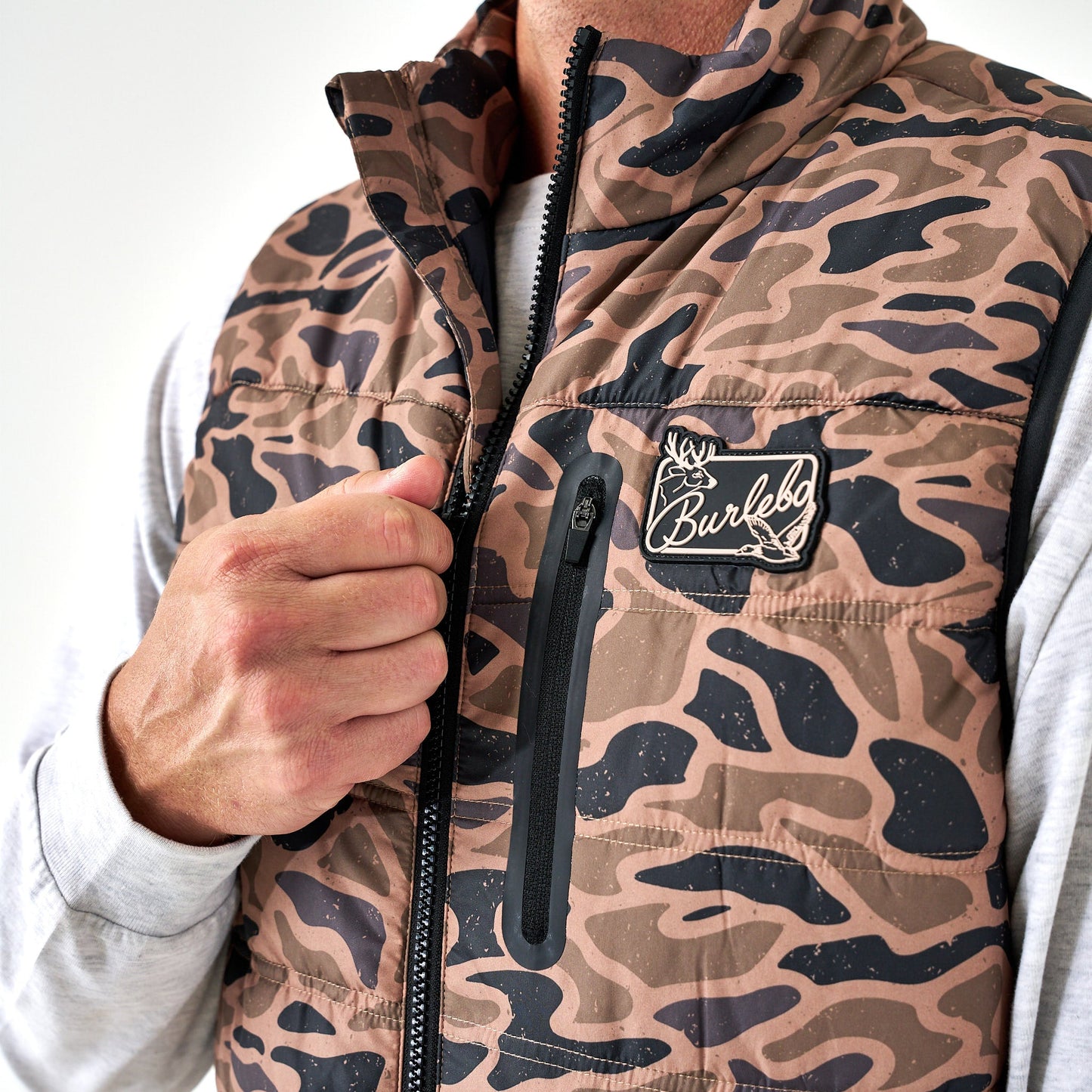 Puffer Vest in Gauge Camo | Burlebo