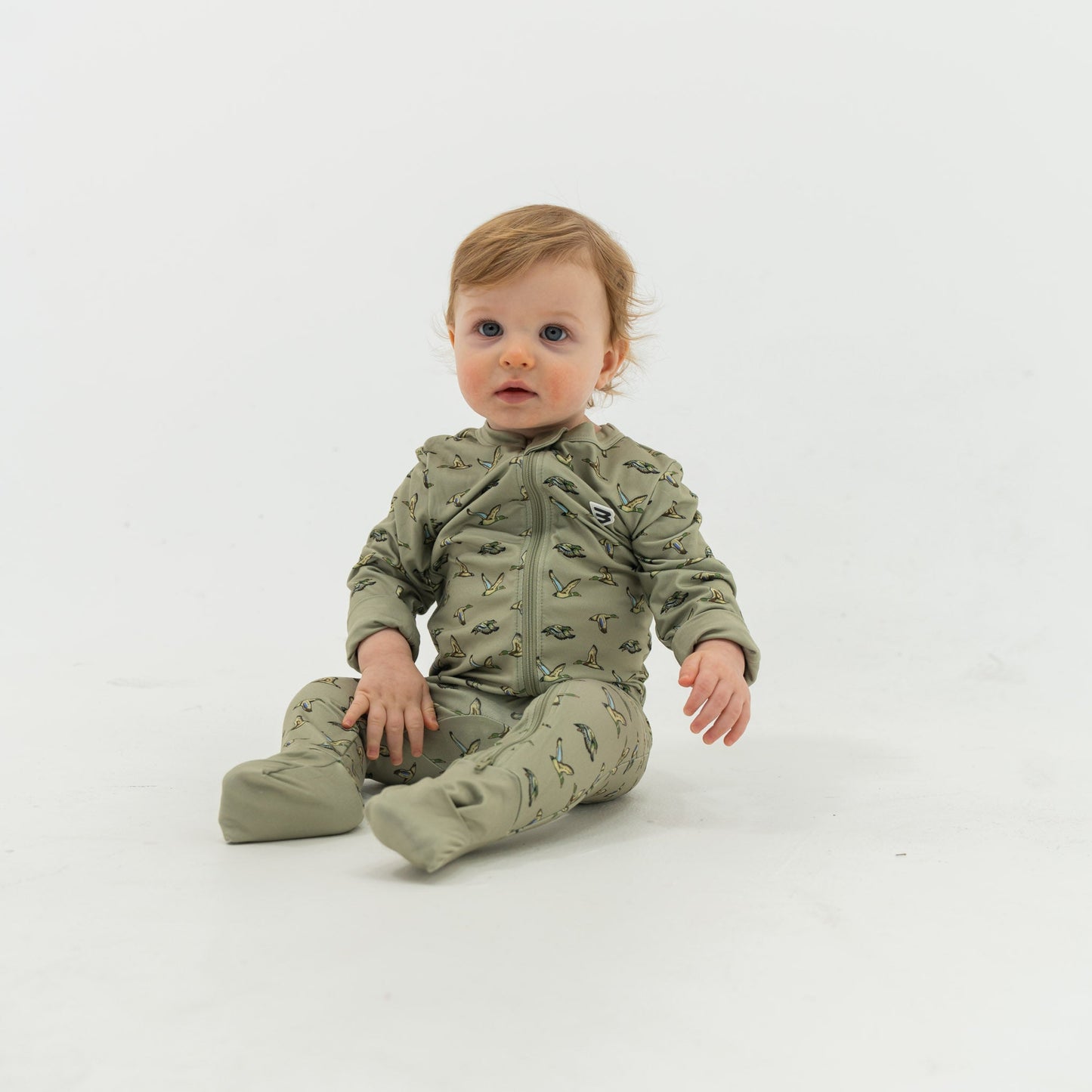 Baby Zip Up Flying Ducks-Green | Burlebo
