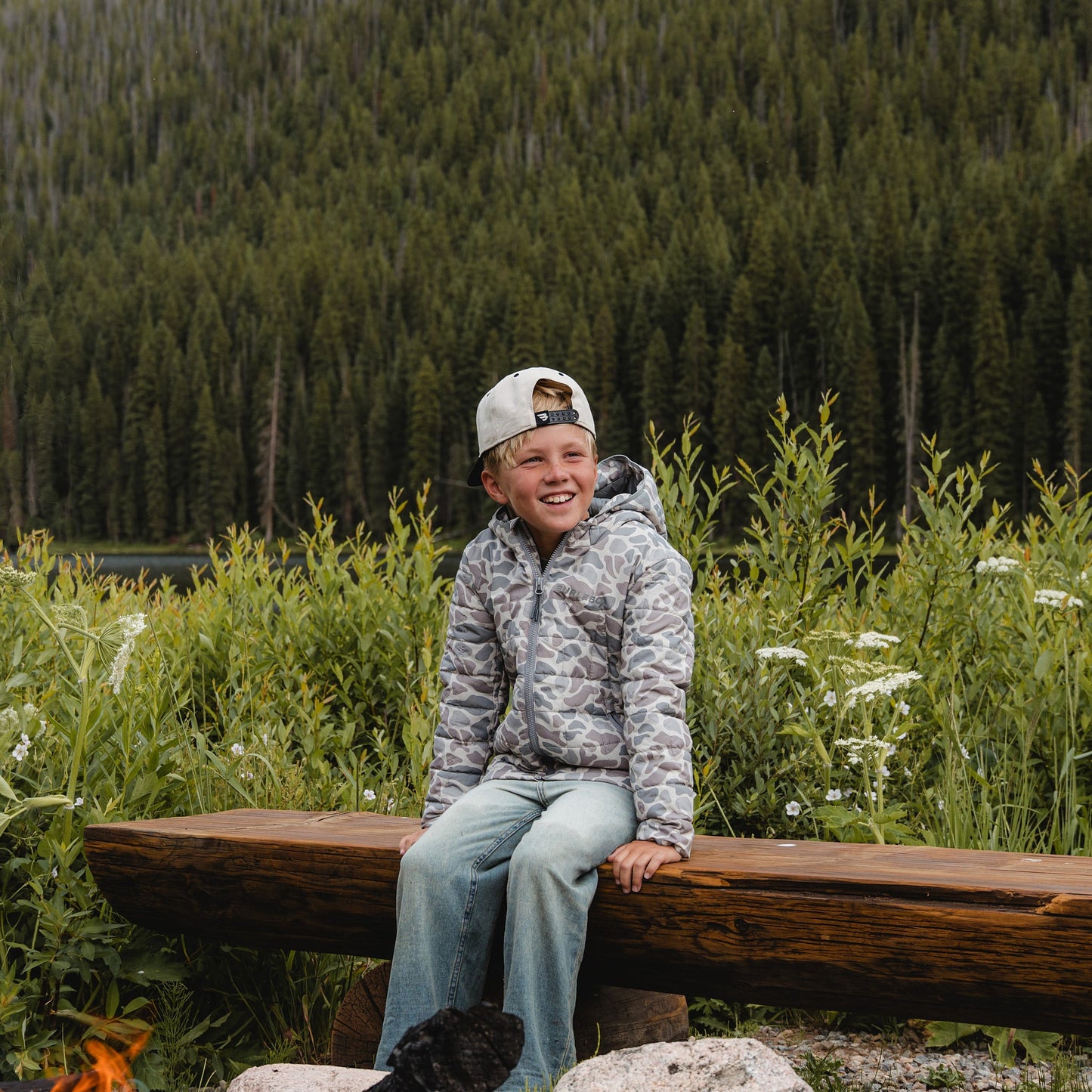 Youth Puffer Jacket in Classic Deer Camo | Burlebo