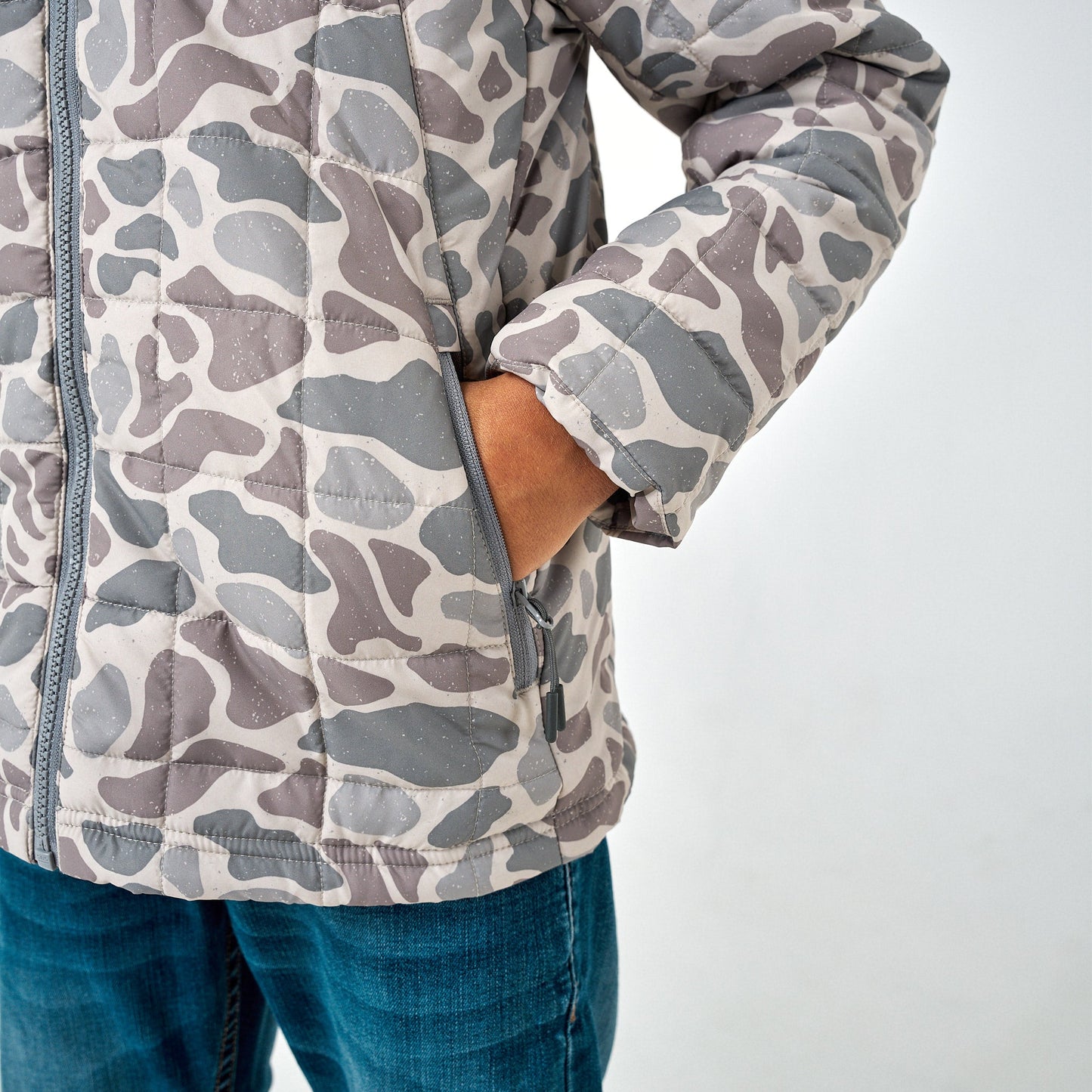 Youth Puffer Jacket in Classic Deer Camo | Burlebo
